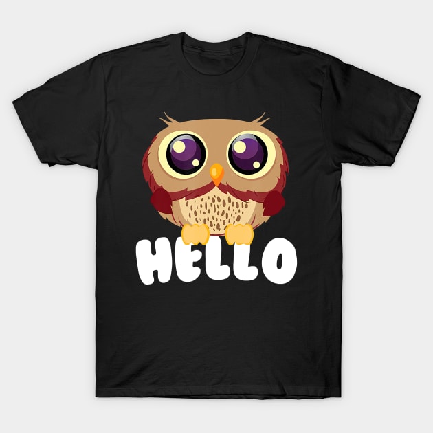 Hello Kawaii Owl Bird Of Prey Lover T-Shirt by hony.white